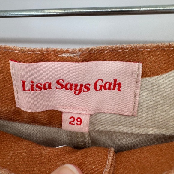 Lisa Says Gah Robyn Straight Leg Jeans In Brown Cow Print Sz 29 Maximalist Retro - Picture 7 of 11